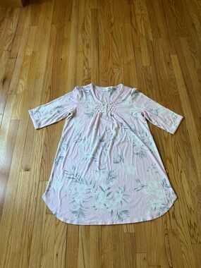 Women's Miss Elaine Cottonessa 3/4-Length Sleeve Short Nightgown Pink NWOT 1X